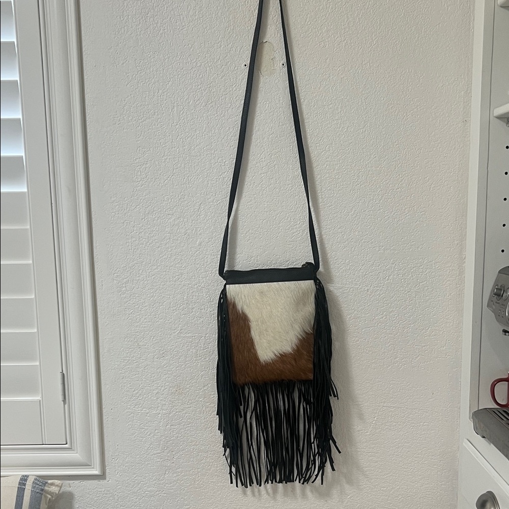 Cleobella Stylish Cowhide with leather Fringe Crossbody Bag